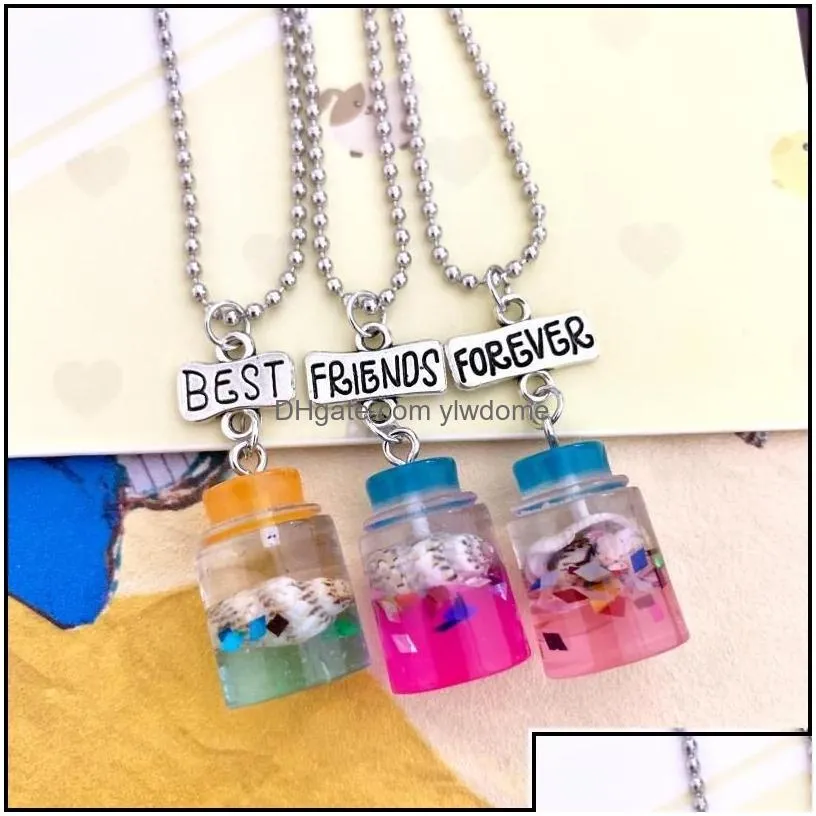Jewelry Pendant Necklaces Children Friend Necklace Resin Shell Drift Bottle Bff 3 Jewelry Gifts For Kidspendant Drop Drop Delivery Bab Dh8D2