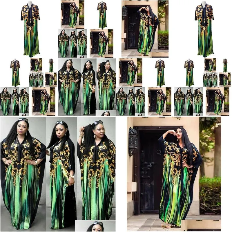 Ethnic Clothing Ethnic Clothing African Dresses For Women Africa Clothes Costume Dress Print Dashiki Ladies Ankara Plus Size Nigeria F Dhto5