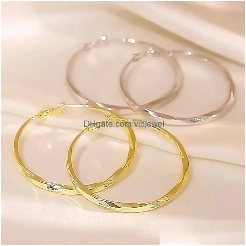  gold silver color big hoop earrings thick twist circle piercing earrings for women female statement jewelry gifts