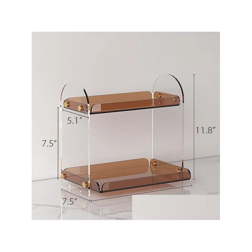 wholesale 2 Tier Acrylic Stands for Display Perfume Organizer, Upgrade Clear Display Shelf for Cupcakes Perfumes Figurines, Desktop Tiered Display for Decorating &