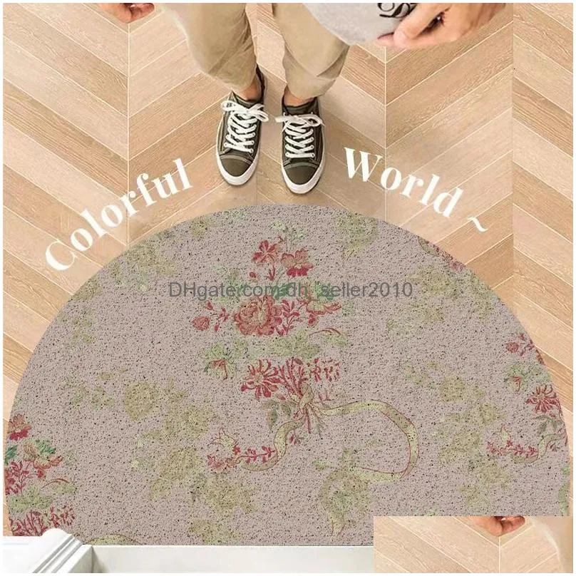 Carpet Carpet Home Porch Doormat Entrance Door Pvc Anti-Skid Retro Bow Floor Mat Semi-Circar Bathroom Kitchen Cute Room Drop Delivery Dh8Rb