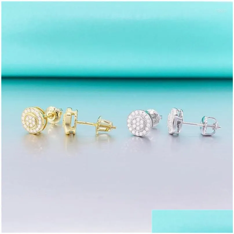 Stud Earrings Hiphip Screwback Moisanite Women Men Iced D Color Moissanite Diamond 14k Gold Plated Pass Gift