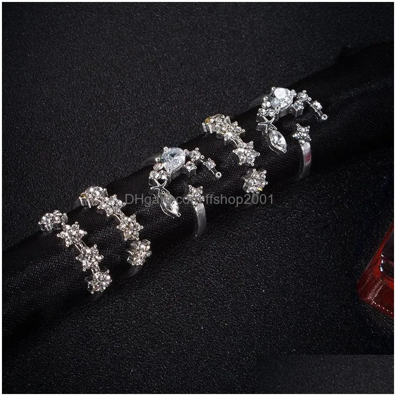 Cluster Rings Crystal Star Moon Ring Knuckle Stacking Rings Midi Summer Women Fashion Jewelry Will And Andy Gift Drop Delivery Jewelry Dhtx4