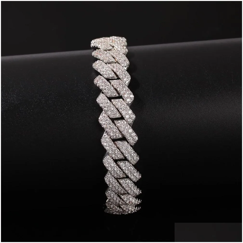 Chain 1M Cuban Link Chain Iced Out Bracelet For Men Cubic Zircon Hip Hop Jewelry Male201L Drop Delivery Jewelry Bracelets Dhtzq