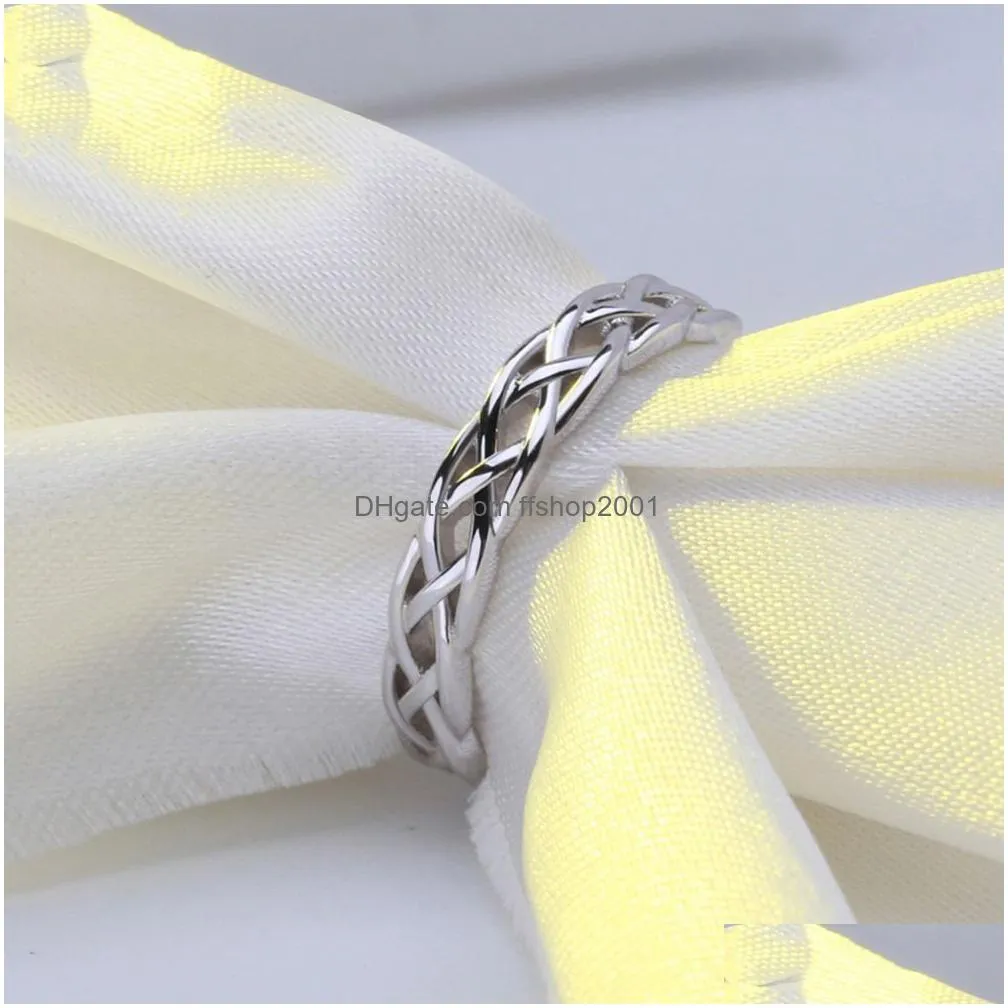 Band Rings Hollow Knot Braid Ring Sier Rose Gold Rings Band For Men Women Fashion Jewelry Will And Sandy Gift Drop Delivery Jewelry Ri Dhowa