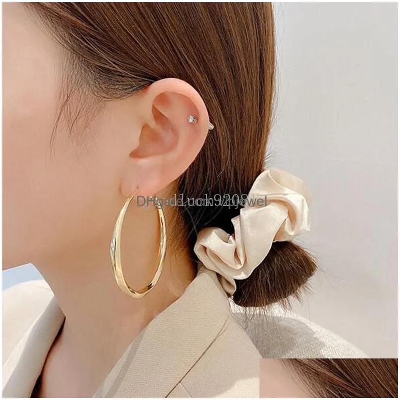  gold silver color big hoop earrings thick twist circle piercing earrings for women female statement jewelry gifts