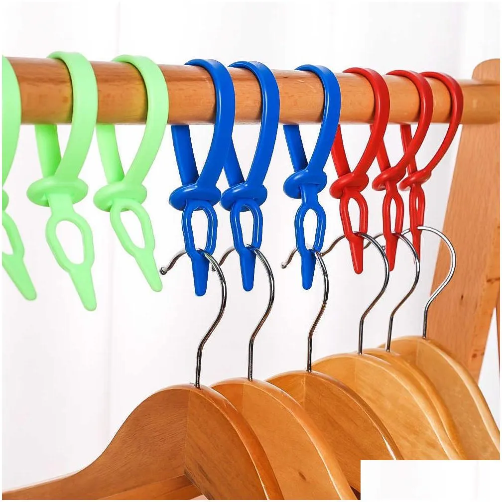 Hangers & Racks New 10Pcs Mti-Purpose Clothes Hanger Windproof Buckles Fixing Hooks Non-Slip Drying Rack Household Laundry Plastic Dro Dhzwq