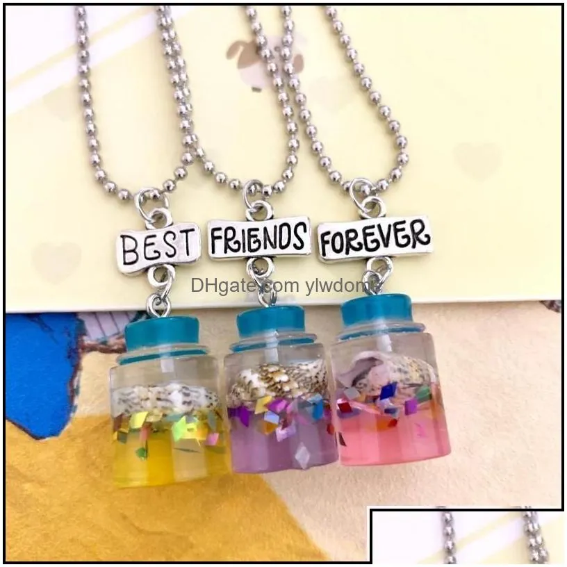 Jewelry Pendant Necklaces Children Friend Necklace Resin Shell Drift Bottle Bff 3 Jewelry Gifts For Kidspendant Drop Drop Delivery Bab Dh8D2