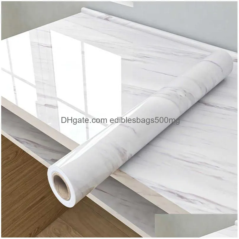  marble self-adhesive waterproof wallpaper kitchen high temperature resistance oil proof cabinet refurbished countertop sticker