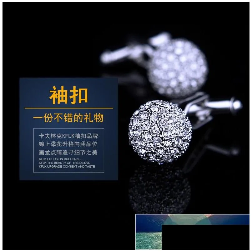 kflk jewelry brand crystal fashion cuff link button high quality shirt cufflink for mens luxury wedding guestsfactory price expert design quality latest