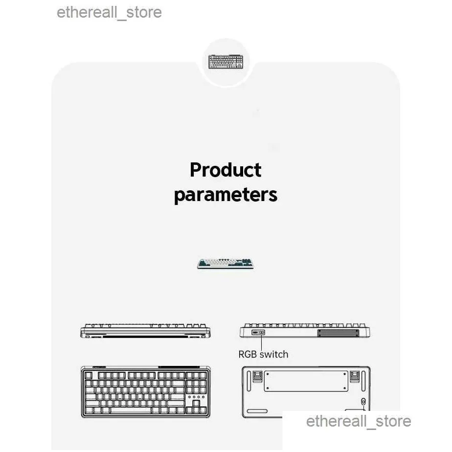 Keyboards FLESPORTS CMK87 Single-Mode-Three-Mode Full-Key Hot Swap 87-Key 2.4G Wireless Bluetooth Wired Mechanical Keyboard PBT Keycap