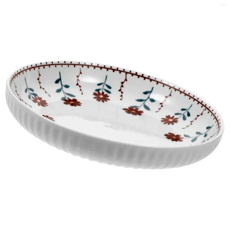 Dinnerware Sets Ceramic Dish Appetizer Plates Serving Utensils Kitchen Fruits Multi-use Dessert Snack Floral Pattern