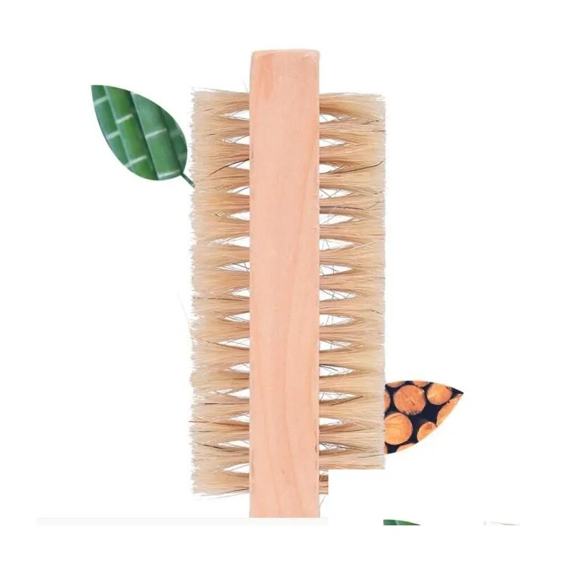  wood nail brush two sided natural boar bristles wooden manicure nail brush spa dual surface brush hand cleansing brushes 10cm