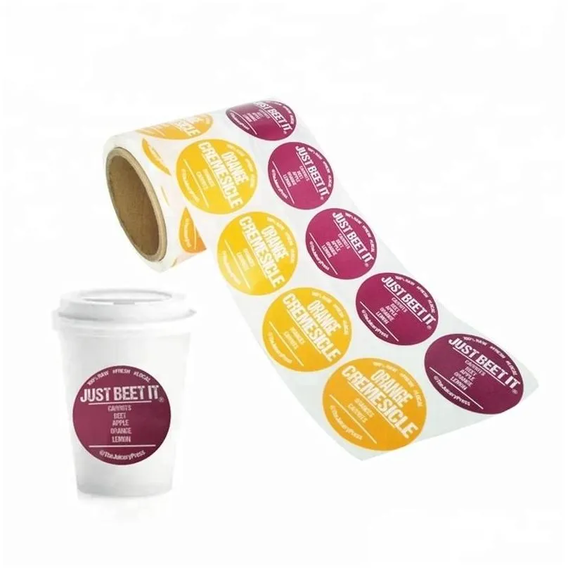wholesale customized product sticker printing custom adhesive brand logo round label rolls for wholesale