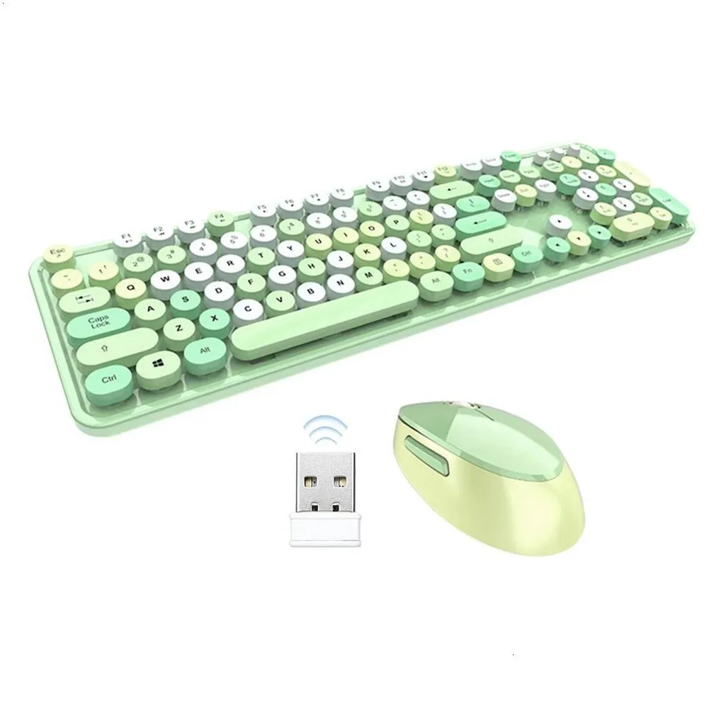 Keyboards Mofii Sweet Keyboard Mouse Combo Mixed Color 2 4G Wireless Set Circular Suspension Key Cap for PC Laptop 231117