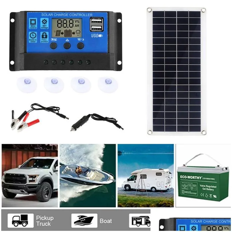 Solar Panels Portable 300W Solar Panel Kit 12V USB Charging Interface Solar Board With Controller Waterproof Solar Cells for Phone RV Car