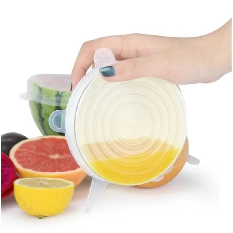 Baking & Pastry Tools New Sile Stretch Lids Reusable Airtight Food Wrap Ers Kee  Seal Bowl Stretchy Er Durable Storage Drop Deliv Dhnvx