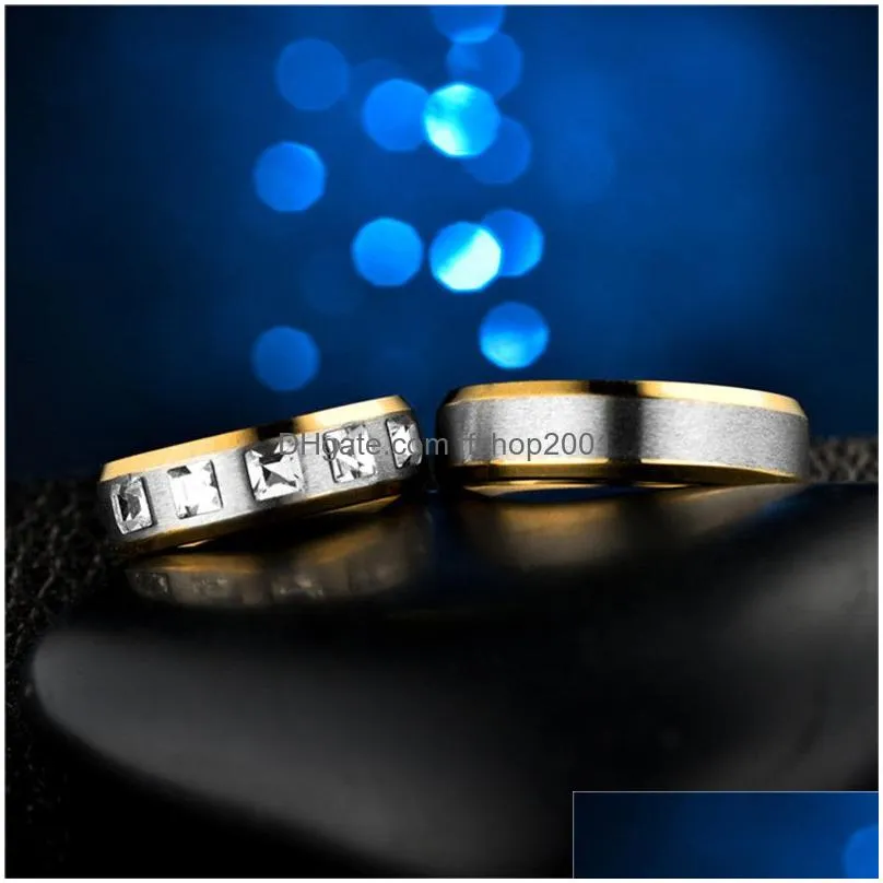 Cluster Rings Stainless Steel Diamond Ring Band Engagement Wedding Rings Sets Couple Men Women Fashion Jewelry 080452 Drop Delivery Je Dhdxe