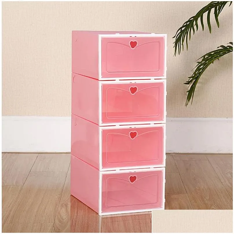 Shoes Boxes Set Multicolor Foldable Shoe Storage Plastic Clear Home Shoe Rack Organizer Stack Display Box 30pcs