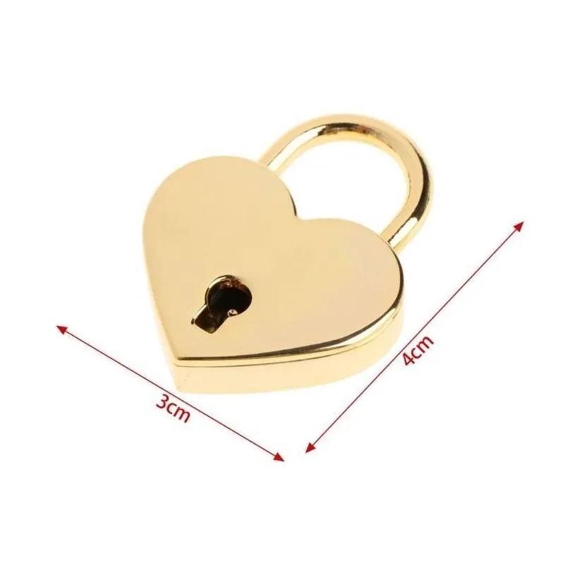 Heart Shape Vintage Metal Mini Padlock Small Bag Suitcase Luggage Box Diary Book Key Lock With Key wly935