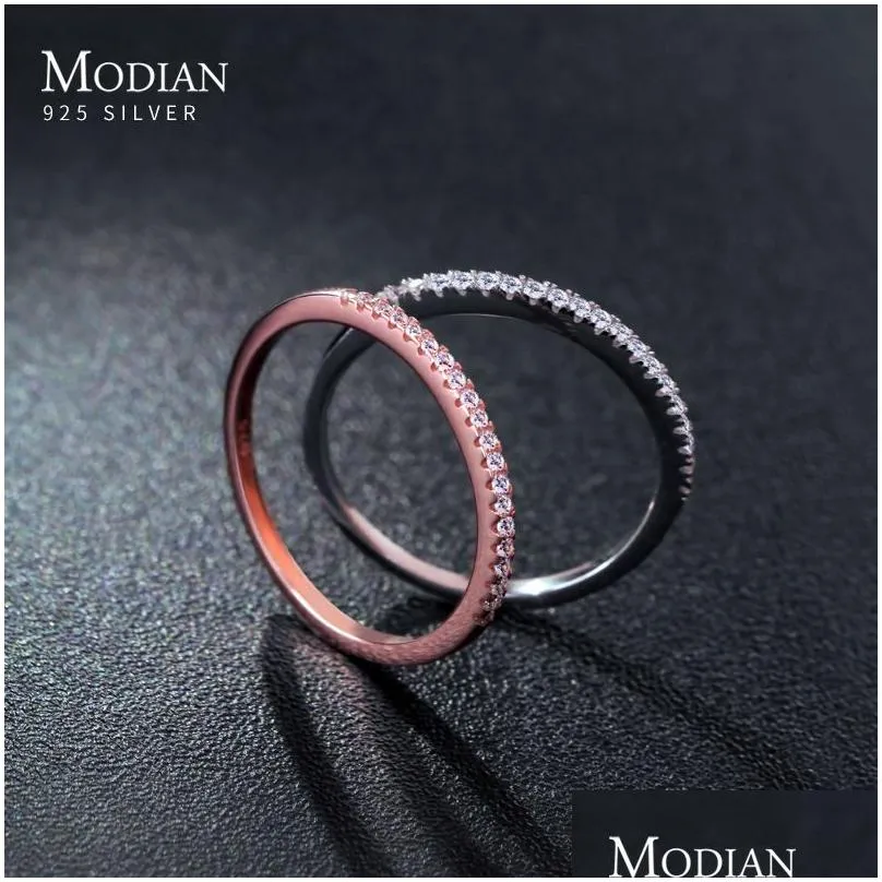 Band Rings Fashion Women Sier Ring Crystal Jewelry Simated Zircon Party Drop Delivery Ot2Nj