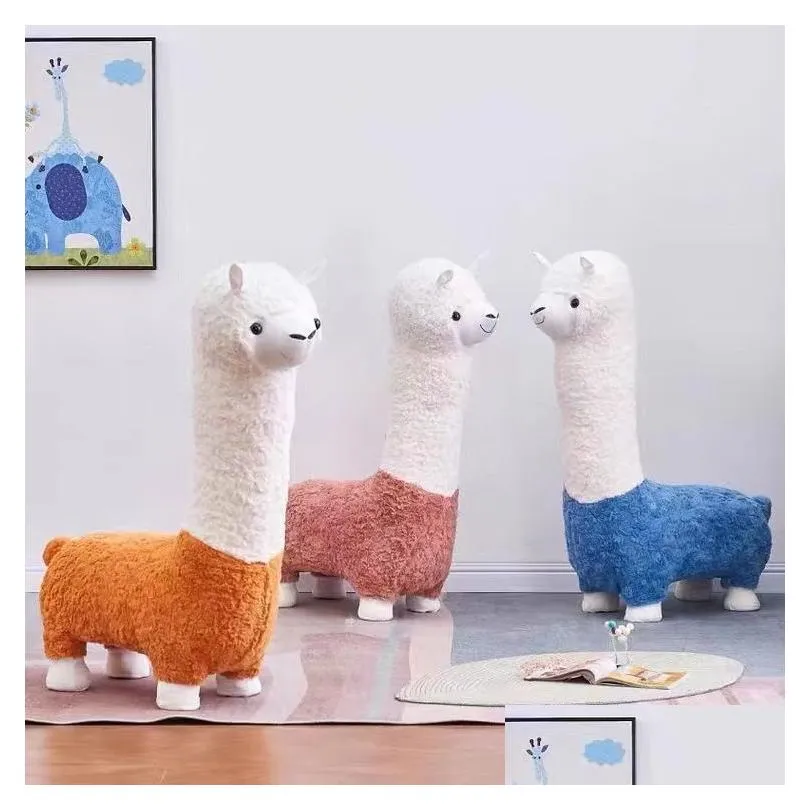 Alpaca stool Living room balcony cartoon shoe change stool Children`s casual action figure sitting room alpaca seat