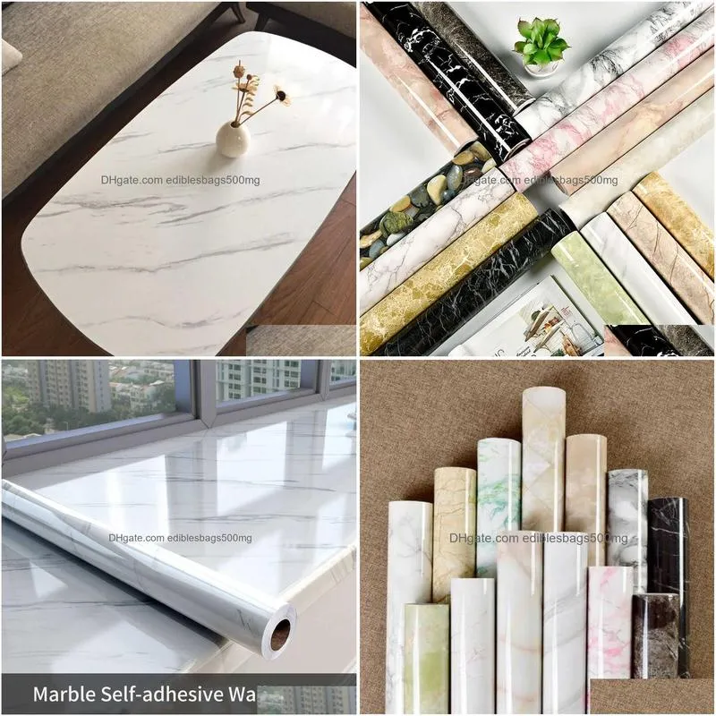  80cm width marble self adhesive wallpaper vinyl wall stickers waterproof contact paper for kitchen decorative film home decor