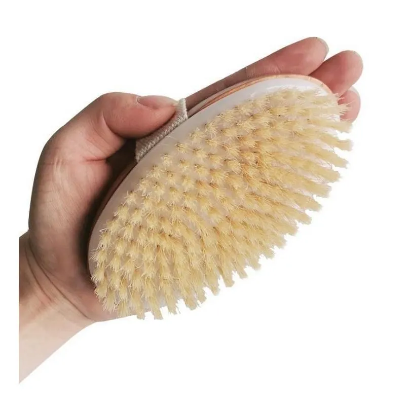 DHL Bath Brush Dry Skin Body Soft Natural Bristle SPA The Brush Wooden Bath Shower Bristle Brush SPA Body Brushs Without Handle