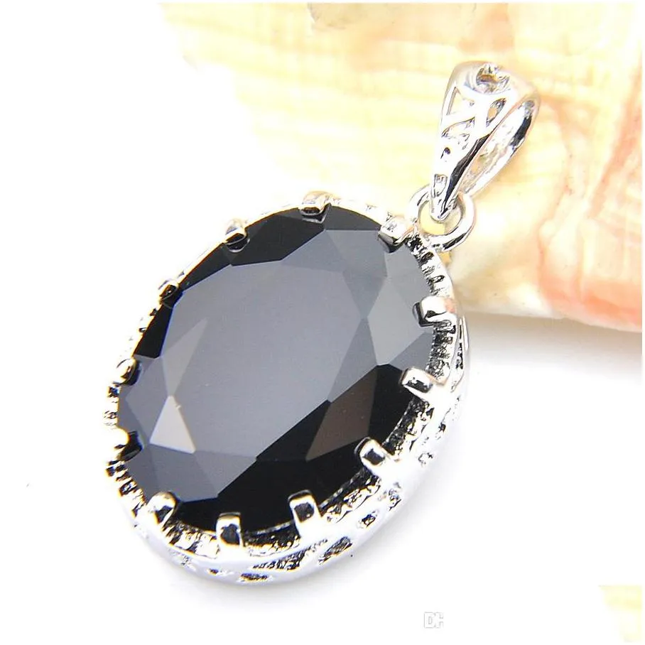 Other Jewelry Sets Luckyshine New Wedding Jewelry Sets For Womens Oval Black Onyx Sier Zircon Earring Pendants Elegant Drop Delivery J Dhpqx