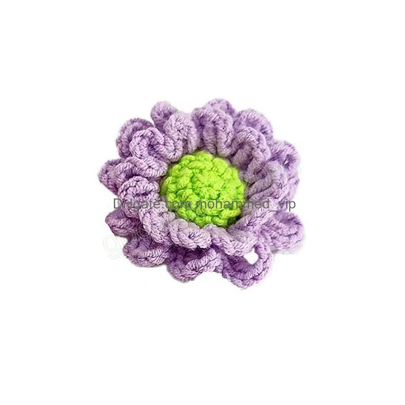  5cm daisy flowers brooch mini wool knitting flower collar pins cloghet badge female wedding jewelry gift