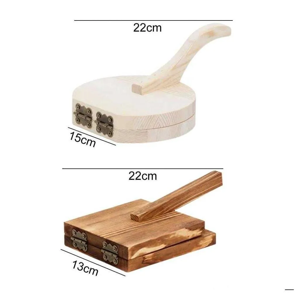 Baking & Pastry Tools New Wooden Dough Pressing Tool Presser Dumpling Skin Press Wrapper Making Mold Kitchen Baking Pastry Drop Delive Dhcpn