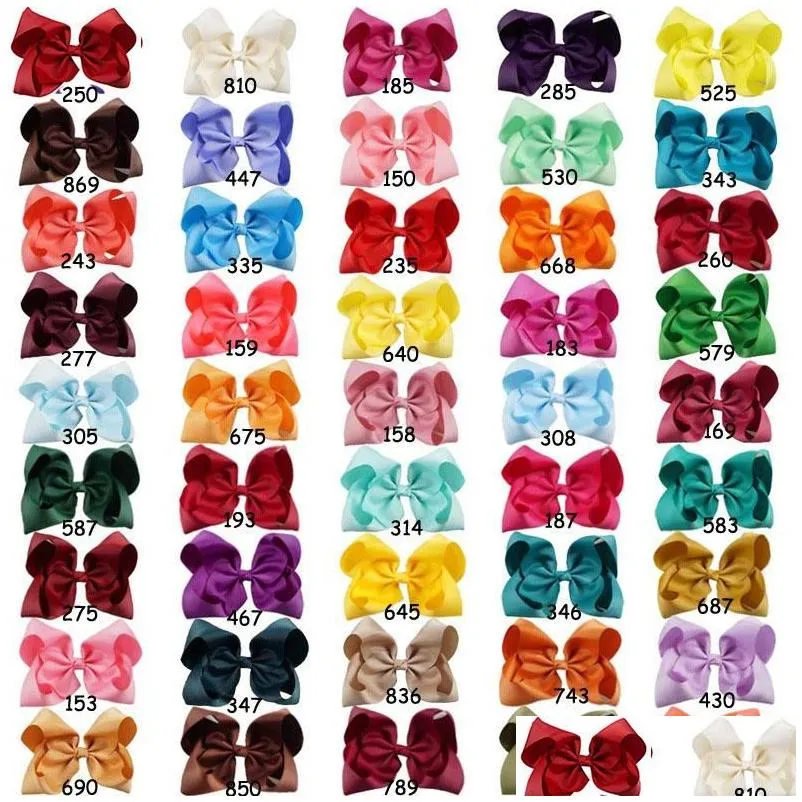 Hair Accessories 8 Inches 45 Colors Girls Hair Bows Kids Bow Hairpin Clips Large Bowknot Ribbon Headband Fashion Baby Girl Accessories Dhku9