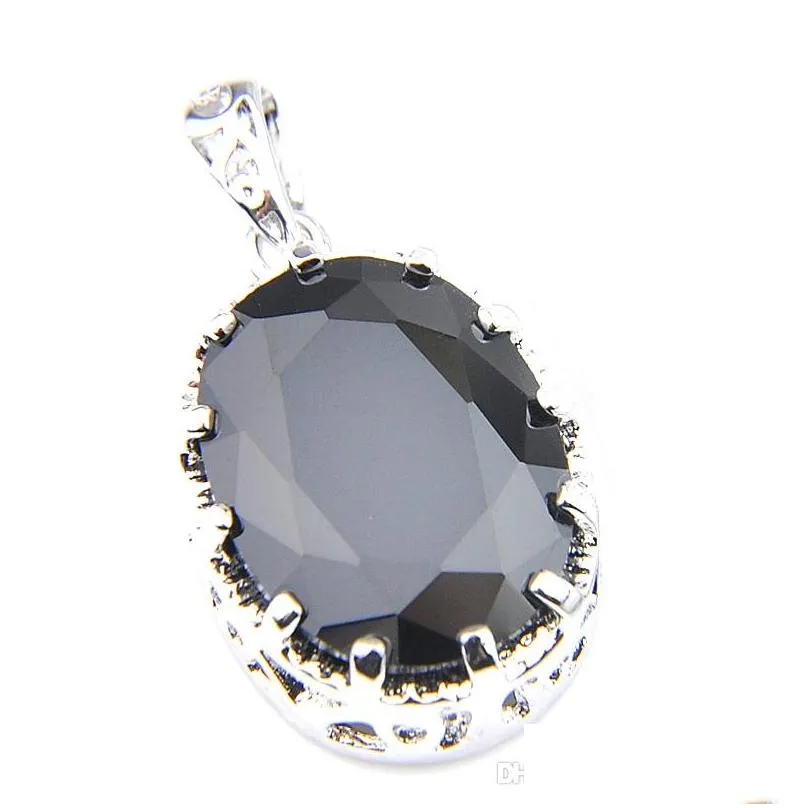 Other Jewelry Sets Luckyshine New Wedding Jewelry Sets For Womens Oval Black Onyx Sier Zircon Earring Pendants Elegant Drop Delivery J Dhpqx