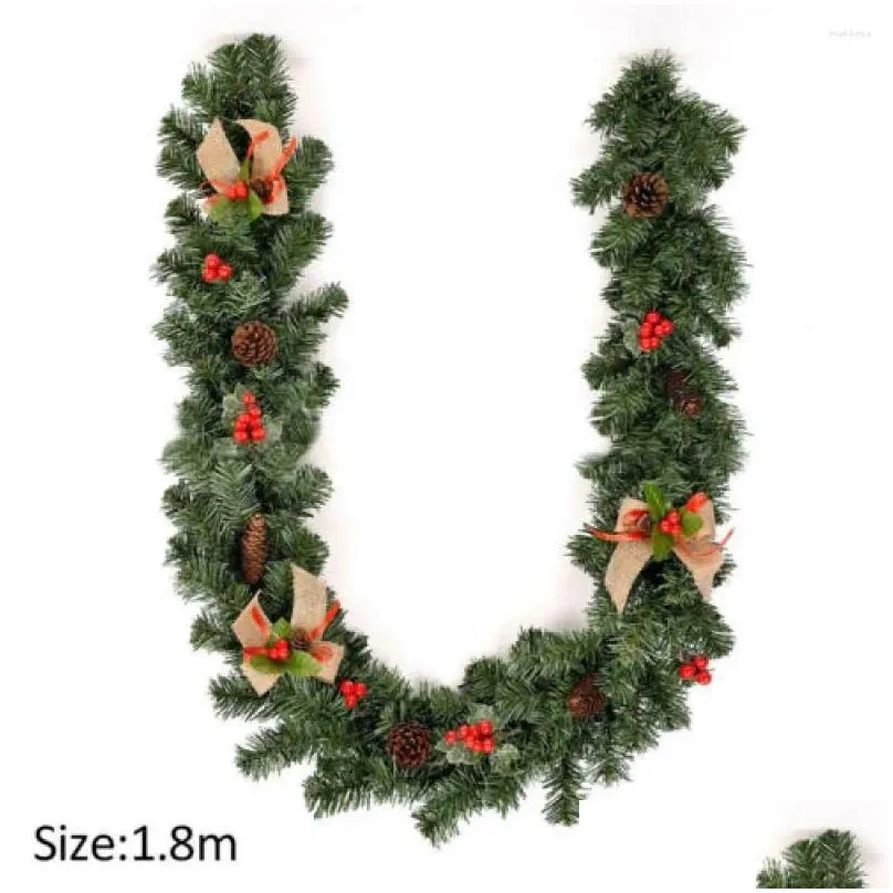 Decorative Flowers 1.8M Christmas Garland Home Party Wall Door Decor Tree Ornaments For Stair Fireplace Xmas Decoration Supplies