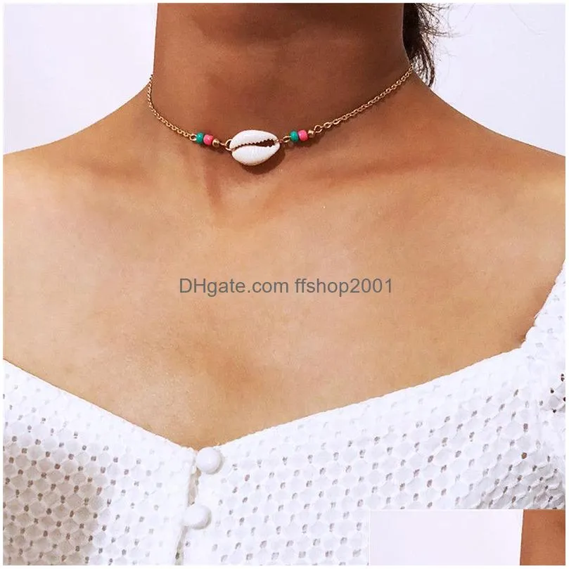 Chokers White Shell Choker Necklce Sier Gold Chain Women Necklaces Beach Fashion Jewlery Will And Drop Delivery Jewelry Necklaces Pend Dh47I