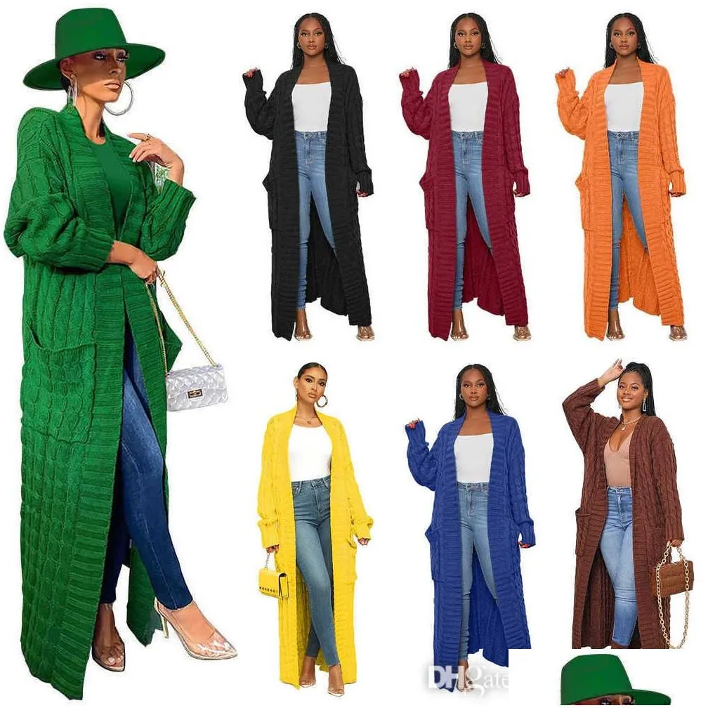 Designer Chunky Knit Maxi Cardigan Sweater Cardigan Autumn Winter 2023 Collection Fashionable Pocket Fried Dough Twist Loose Long Coat From Smllbde 32.75 DHgate.Com