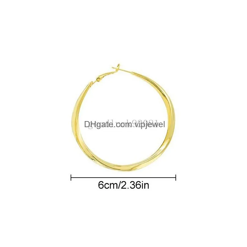  gold silver color big hoop earrings thick twist circle piercing earrings for women female statement jewelry gifts