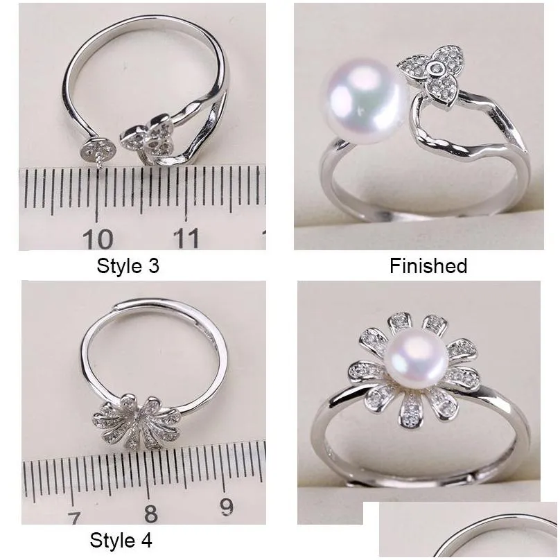 Jewelry Settings Diy Pearl Rings Settings Zircon Solid 925 Sier Ring For Women Mounting Blank Jewelry Gift Drop Delivery Jewelry Dh3Ne