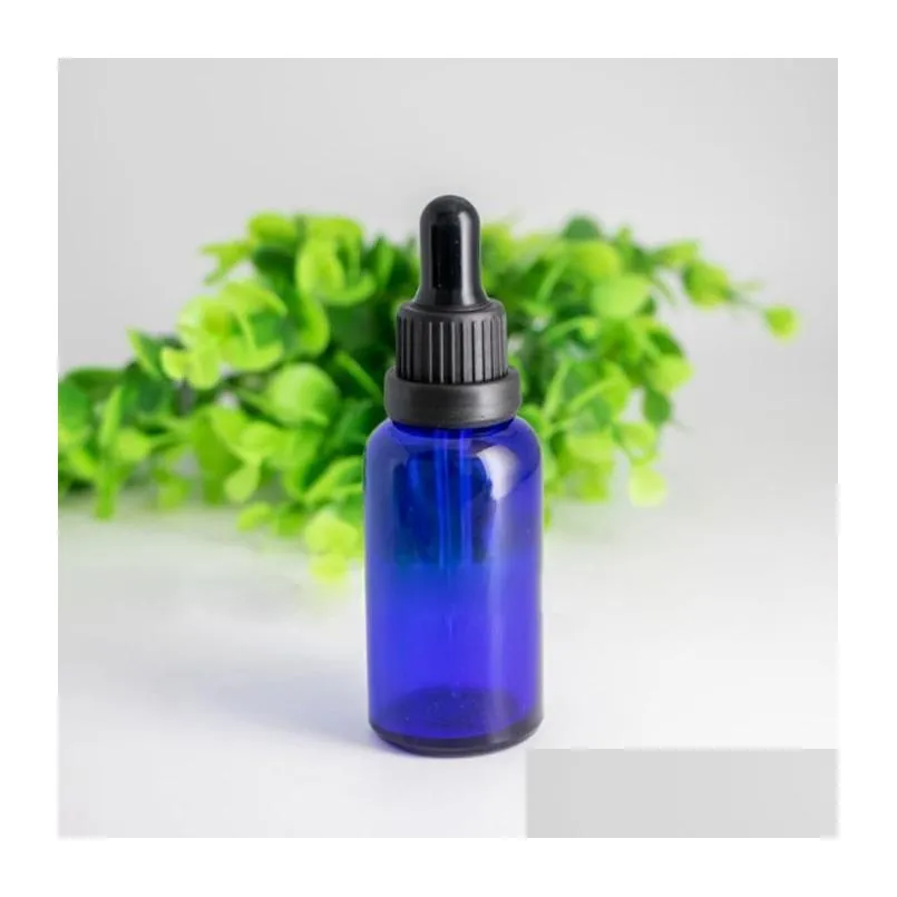 wholesale amber clear green blue glass dropper bottle 30cc 30ml pipette dropper vial 1oz glass sample container with black cap