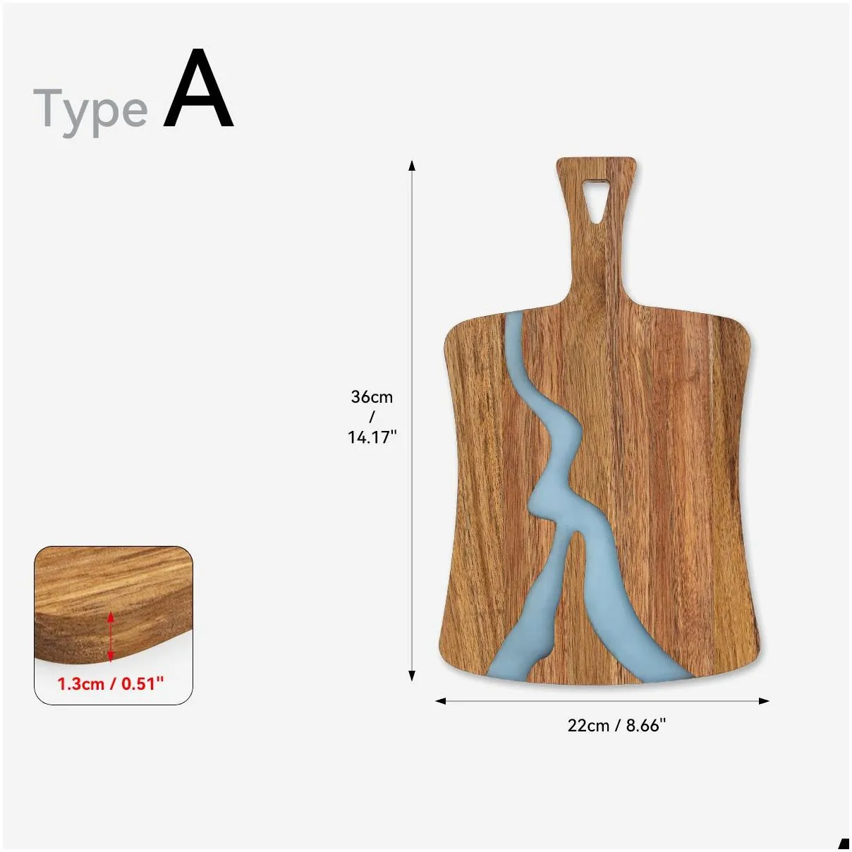 Creative horse chestnut resin splicing wooden cutting board household environmental protection natural wooden cutting board suitable for fruit bread