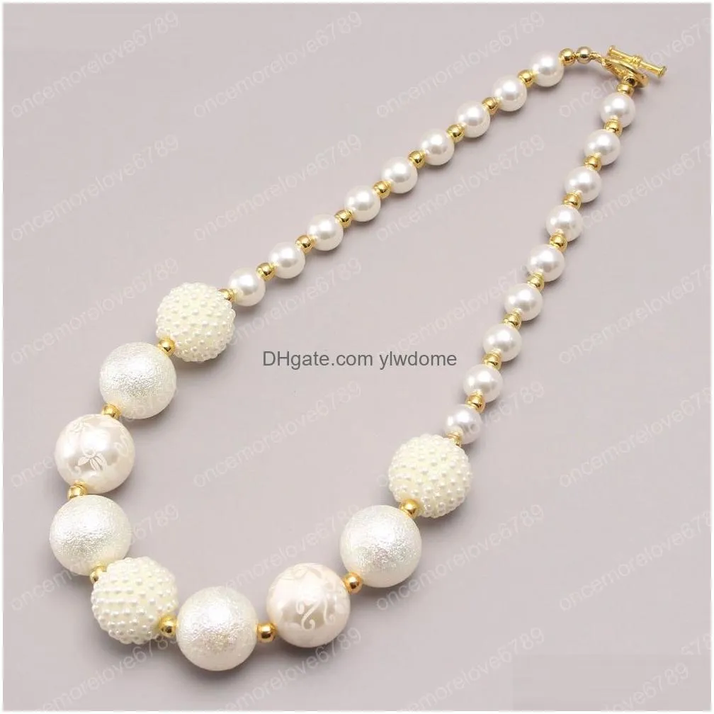 Jewelry Fashion White Pearls Beads Necklace Girls Jewelry Baby Chunky Bubblegum Handmade Choker For Children Drop Delivery Baby, Kids Dhvex