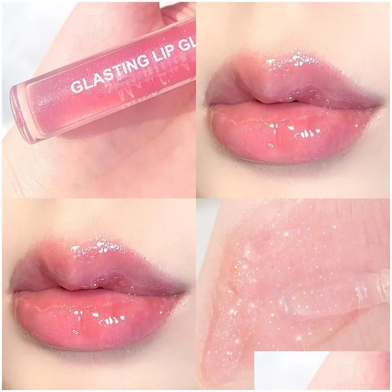 mirror water lip gloss glaze transparent glass lip oil waterproof lasting liquid lipstick lipgloss lips cosmetics in bulk