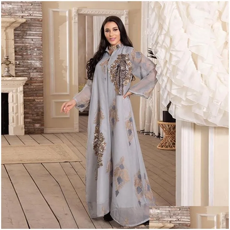 Ethnic Clothing Eid Abaya Dubai Turkey Sequin Mesh Muslim Evening Dresses Caftan Abayas For Women Moroccan Kaftan Islam Djellaba Femme