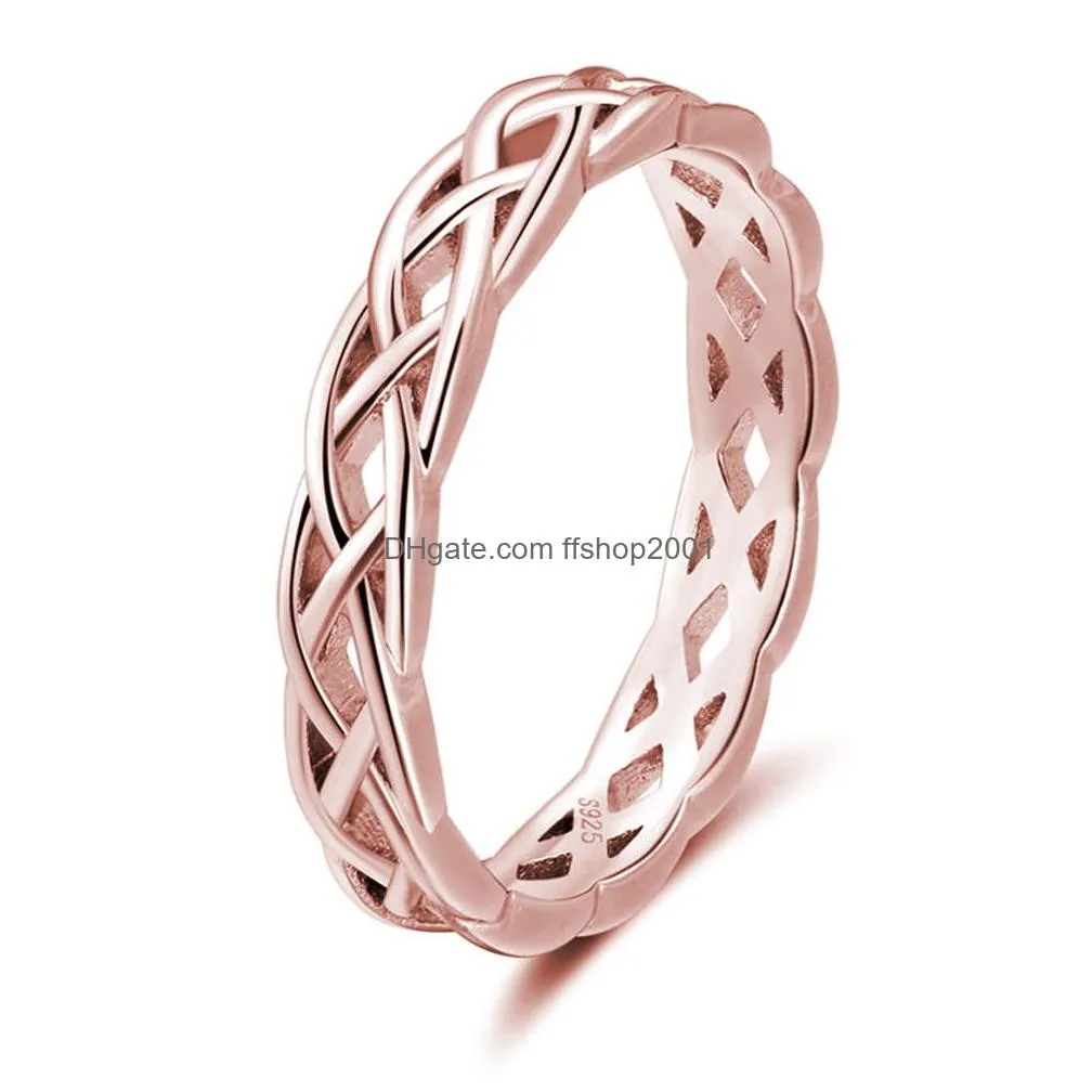 Band Rings Hollow Knot Braid Ring Sier Rose Gold Rings Band For Men Women Fashion Jewelry Will And Sandy Gift Drop Delivery Jewelry Ri Dhowa