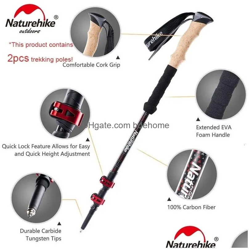 Trekking Poles Trekking Poles 2Pcs Carbon Fiber Collapsible Telescopic Sticks Lightweight Walking Hiking Climbing 230413 Drop Delivery Dhtoh