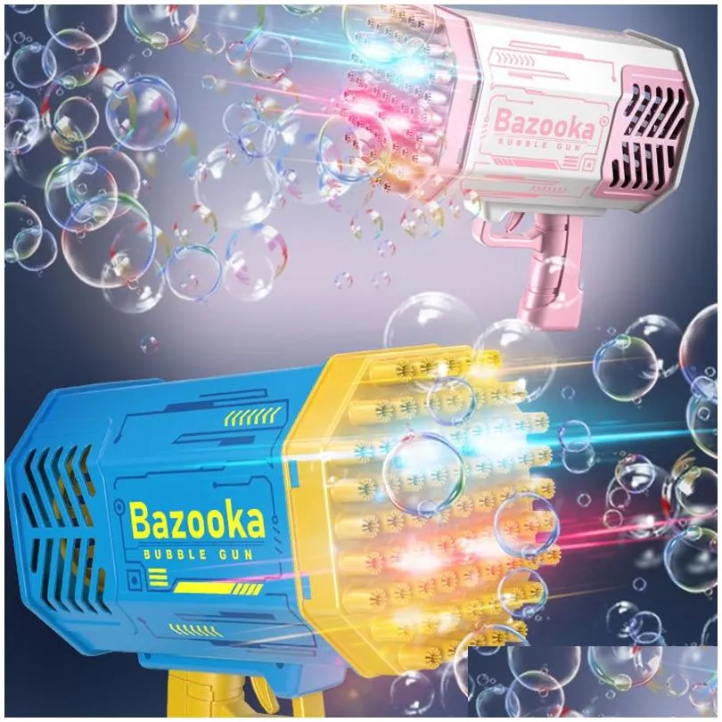Novelty Games Electric Bubble Gun Rocket Soap Bubbles Hine Matic Blower With Light Luminous Outdoor Toys Gifts For Children Kids 22070 Dhmjt