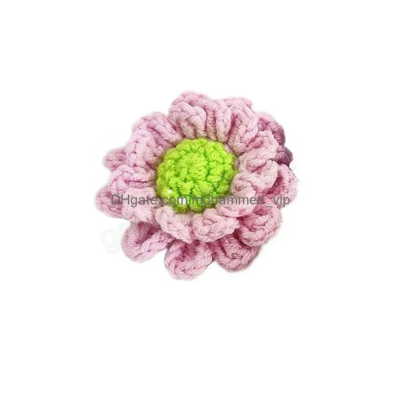  5cm daisy flowers brooch mini wool knitting flower collar pins cloghet badge female wedding jewelry gift