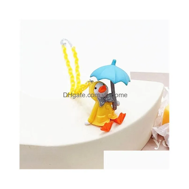 Jewelry Pendant Necklaces Funny Little Duck Acrylic Chain Necklace Kid Jewelry Mticolor 3D Sile Clavicle For Girls Children Neck Drop Dhf4D