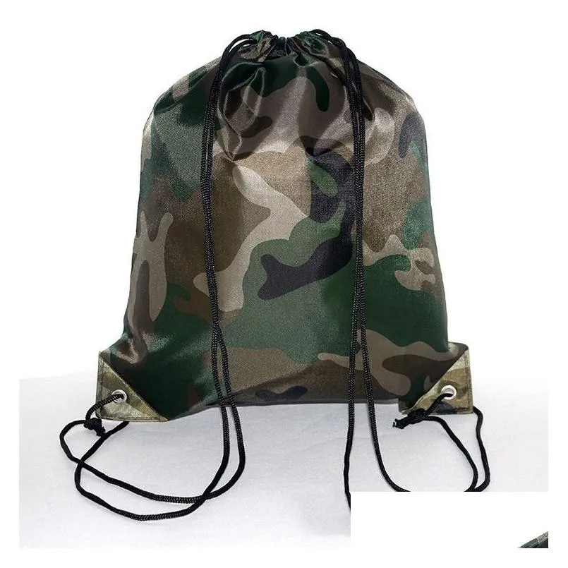 Large Camouflage Drawstring Bags 210D Waterproof packaging Drawstring Backpack Camo Gym Bag School Sport Outdoor Shoe Bag