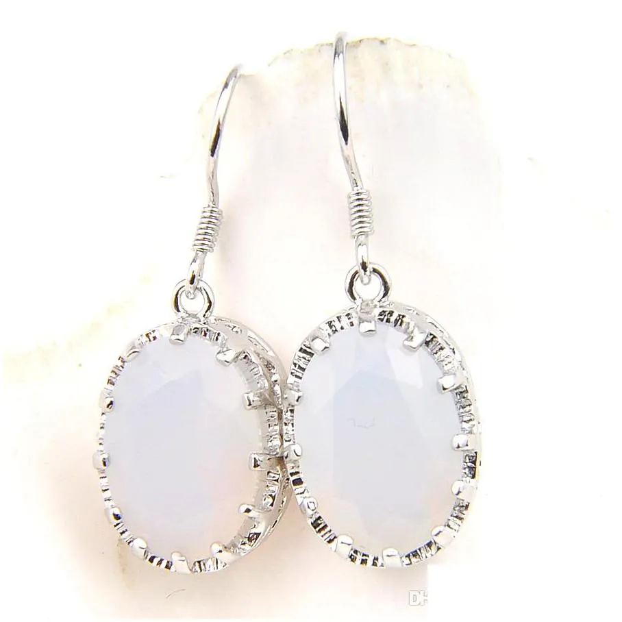 Earrings & Necklace Luckyshine Gorgeous Engagements Jewelry White Moonstone Oval Sier Pendants And Earring Set Drop Delivery Jewelry J Dhjzj